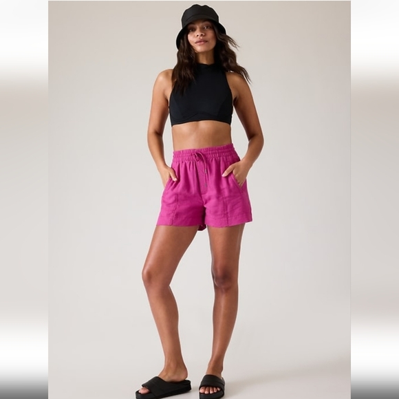 Athleta Retreat Linen Shorts in Iceplant Pink S sold out! NWT MSRP $59 - Picture 3 of 14